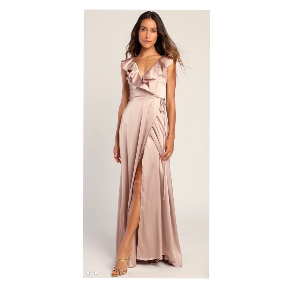 LULUS brand new satin wrap maxi dress